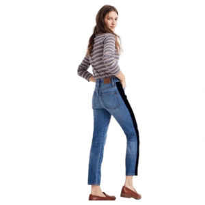 MADEWELL The Perfect Vintage Jean With Black Velvet Tuxedo Stripe Size 25